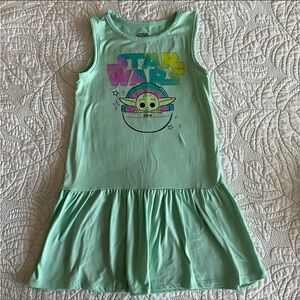 🌟 Star Wars Yoda Sleeveless Dress – Green with Ruffle Bottom – Fun & Cute!